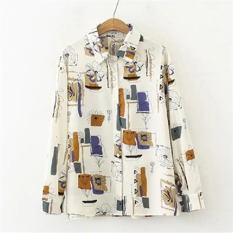 Women's Retro Hong Kong Style Shirt 2023 New Spring Summer Korean Style Loose Design - Image 5