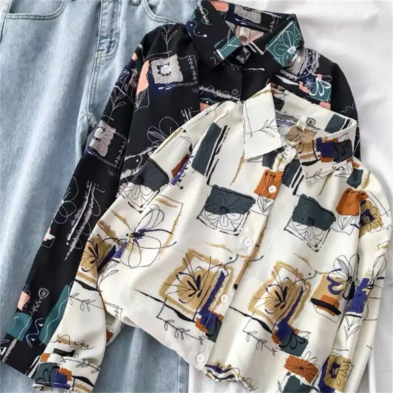 Women's Retro Hong Kong Style Shirt 2023 New Spring Summer Korean Style Loose Design - Image 6