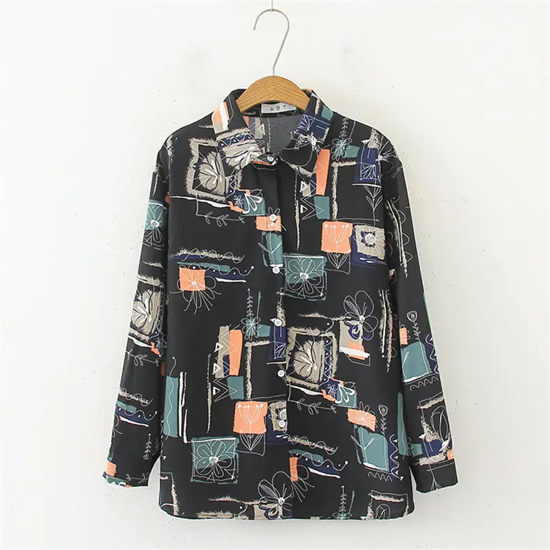 Women's Retro Hong Kong Style Shirt 2023 New Spring Summer Korean Style Loose Design - Image 2