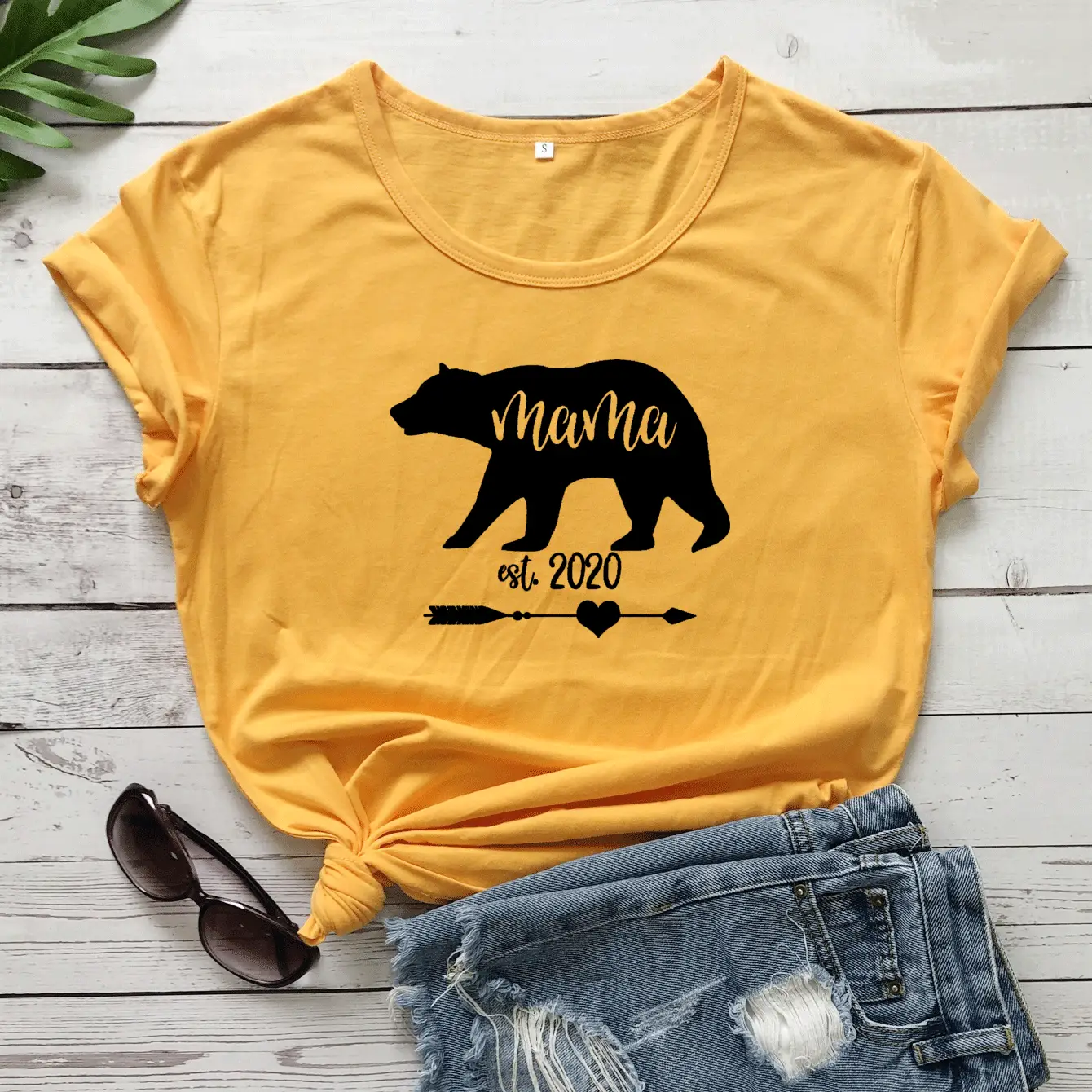 Mama Est 2020 Bear Print T-Shirt White