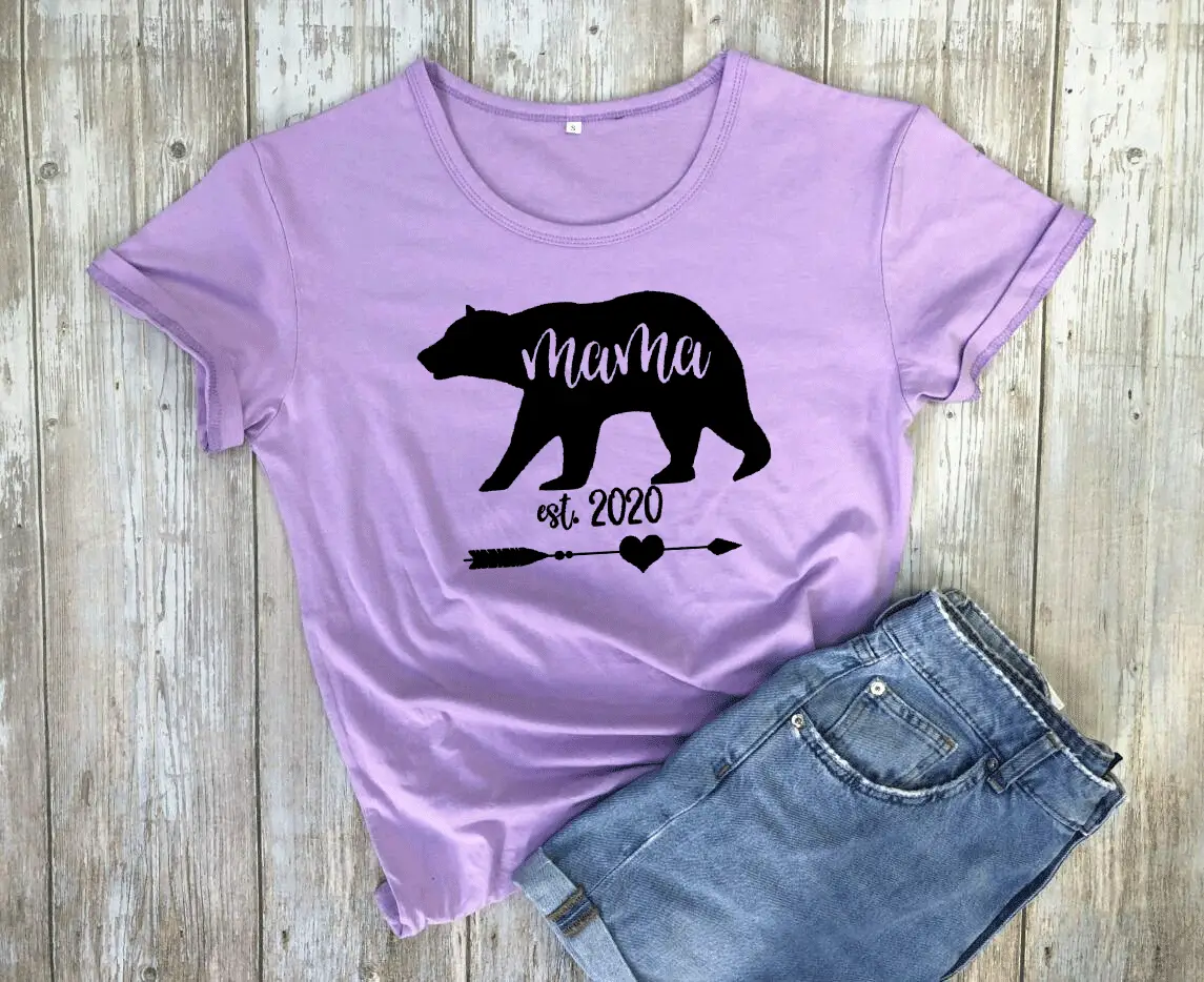 Mama Est 2020 Bear Print T-Shirt White