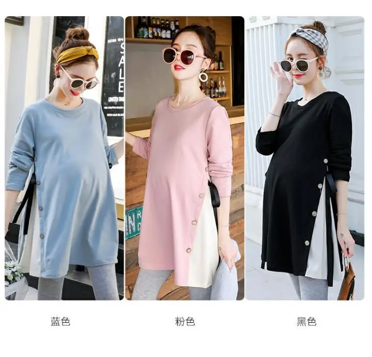Maternity Black Long Sleeve T-Shirt Dress for Women 2023 Spring — feature 3