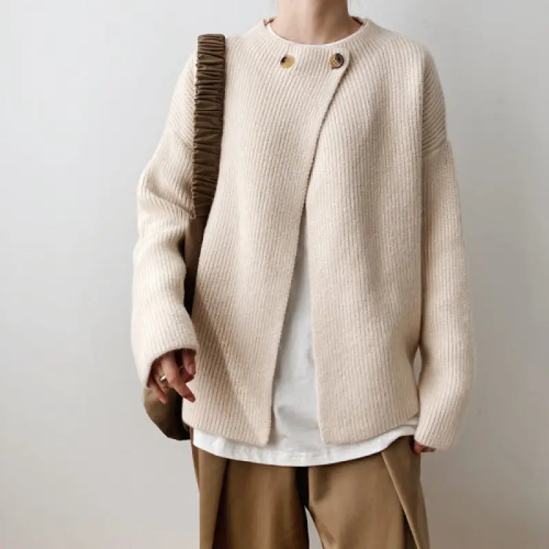 Women Linen Cardigan Sweater Spring Autumn Loose Long Sleeve - Image 5