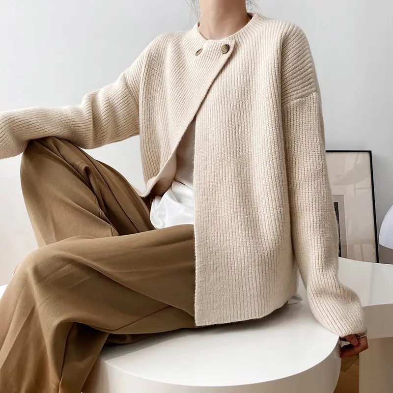 Women Linen Cardigan Sweater Spring Autumn Loose Long Sleeve - Image 6