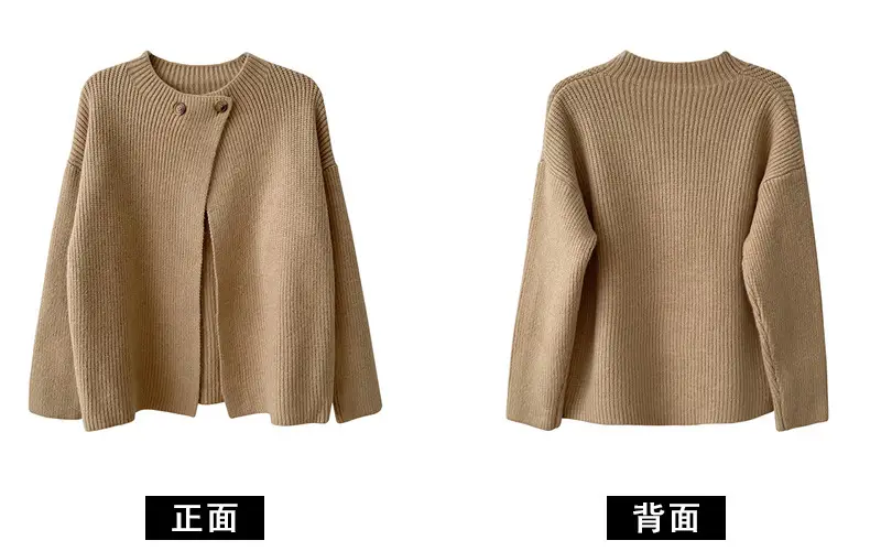 Women Linen Cardigan Sweater Spring Autumn Loose Long Sleeve — feature 1