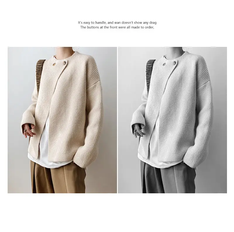 Women Linen Cardigan Sweater Spring Autumn Loose Long Sleeve — feature 10
