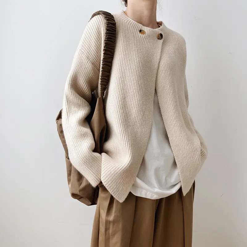 Women Linen Cardigan Sweater Spring Autumn Loose Long Sleeve — feature 12