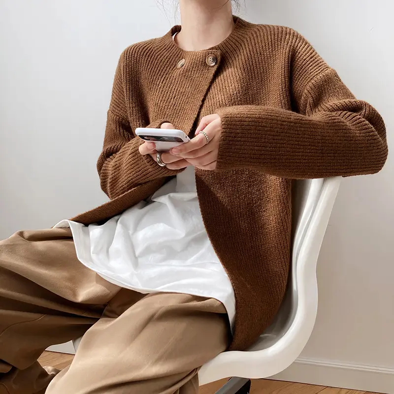 Women Linen Cardigan Sweater Spring Autumn Loose Long Sleeve — feature 26