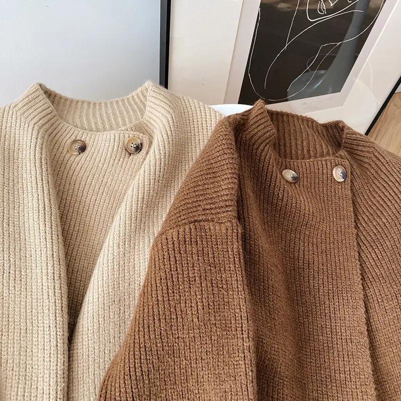 Women Linen Cardigan Sweater Spring Autumn Loose Long Sleeve — feature 44