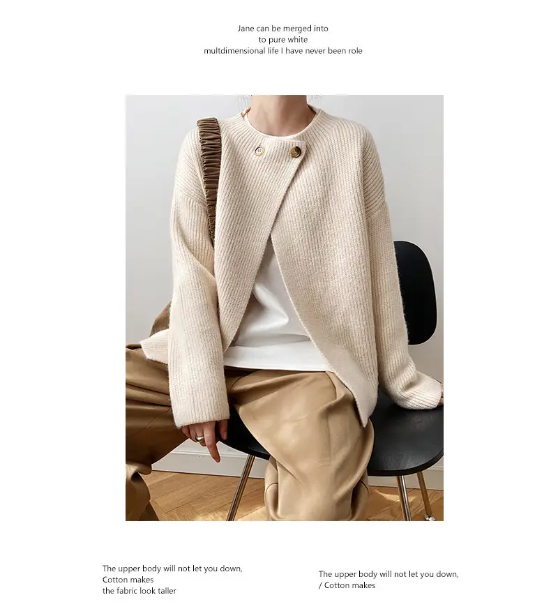 Women Linen Cardigan Sweater Spring Autumn Loose Long Sleeve — feature 6