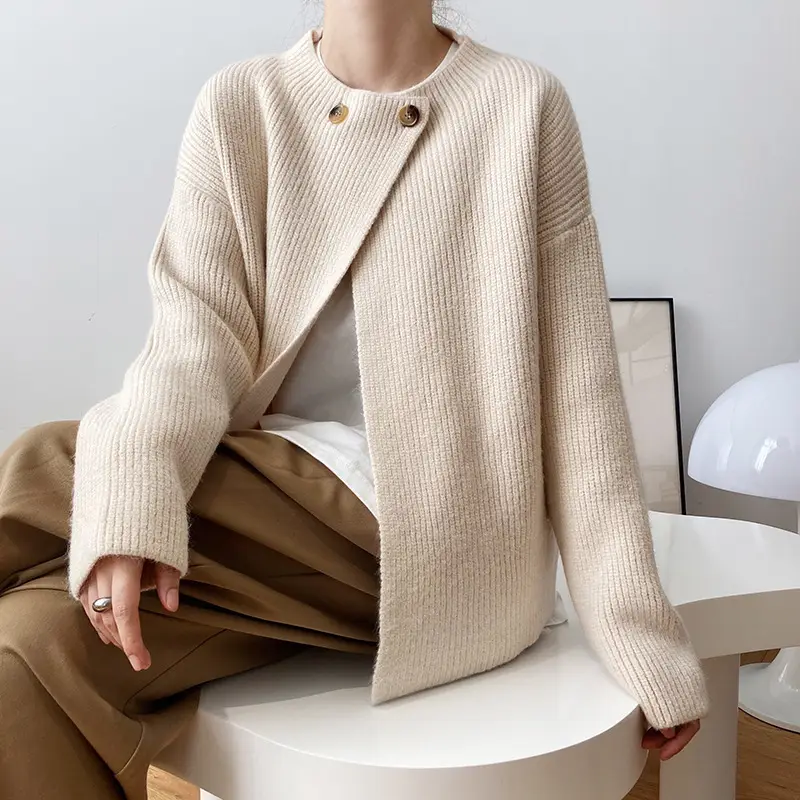 Women Linen Cardigan Sweater Spring Autumn Loose Long Sleeve — feature 7