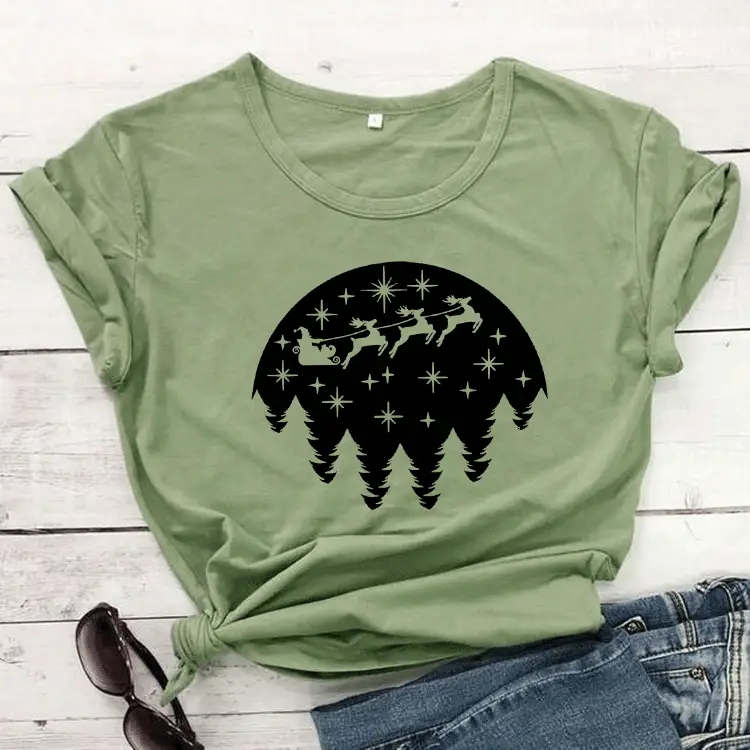 Christmas Deer Print T-Shirt Yellow - Image 4
