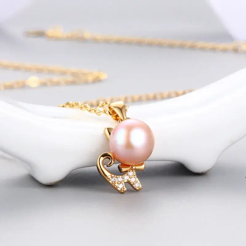 Kitten Pearl Pendant Silver Cold Style Fashion - Image 8