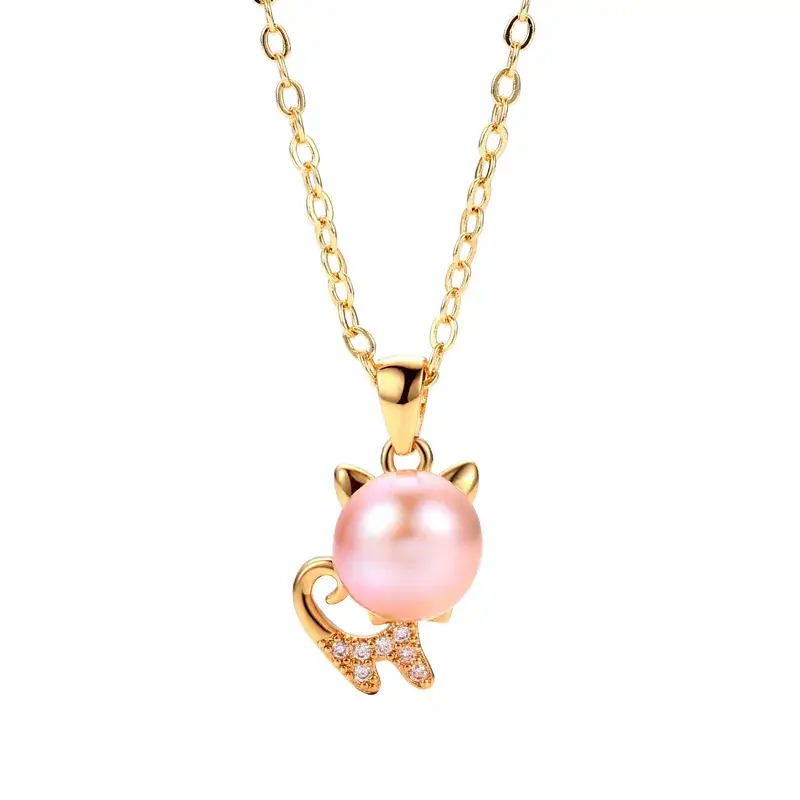 Kitten Pearl Pendant Silver Cold Style Fashion - Image 9