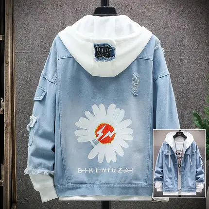 Men's Blue Pikachu Denim Hoodie 2022 - Image 8