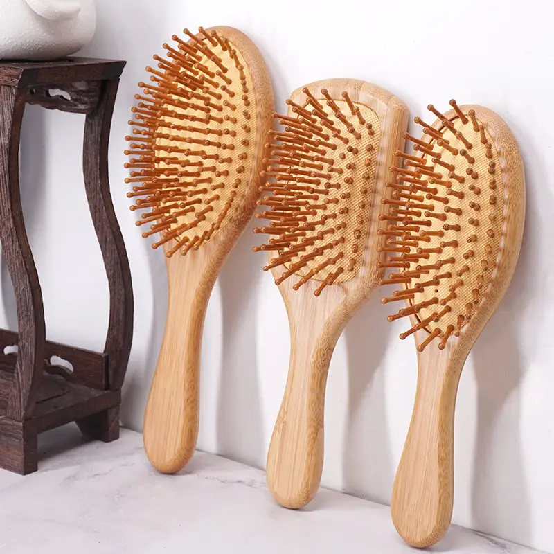 Bamboo Hair Brush for Scalp Massage & Straightening - Image 6