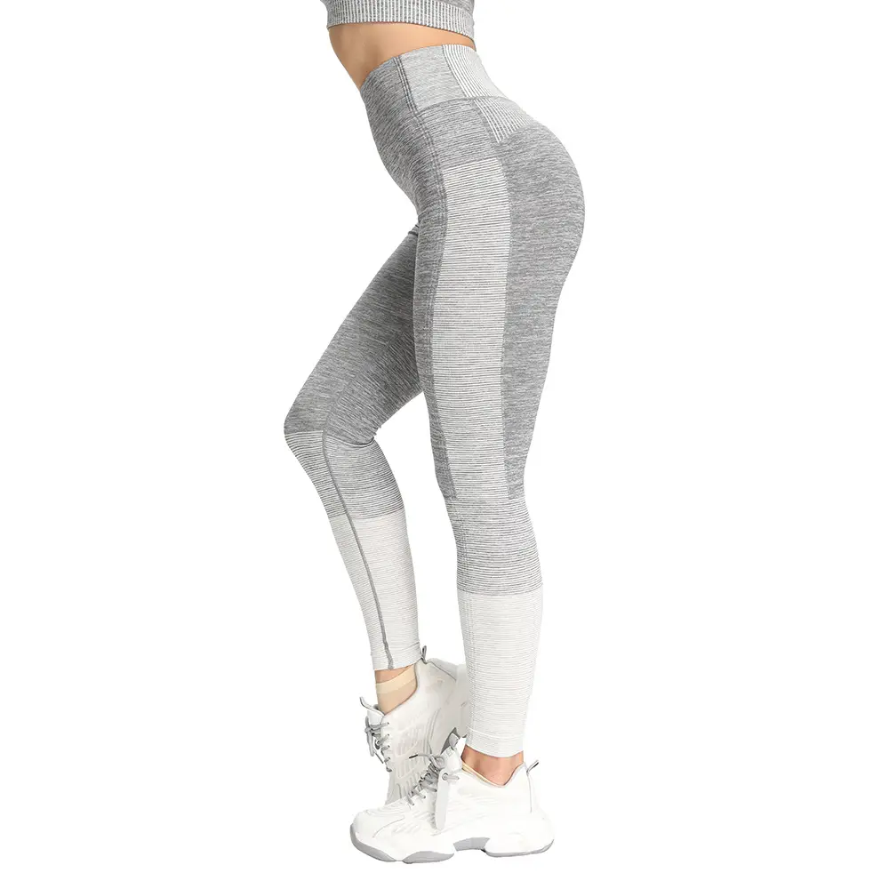 European American Nylon Knitted Hip Striped Seamless Yoga Pants Sexy Slim Women Leggings