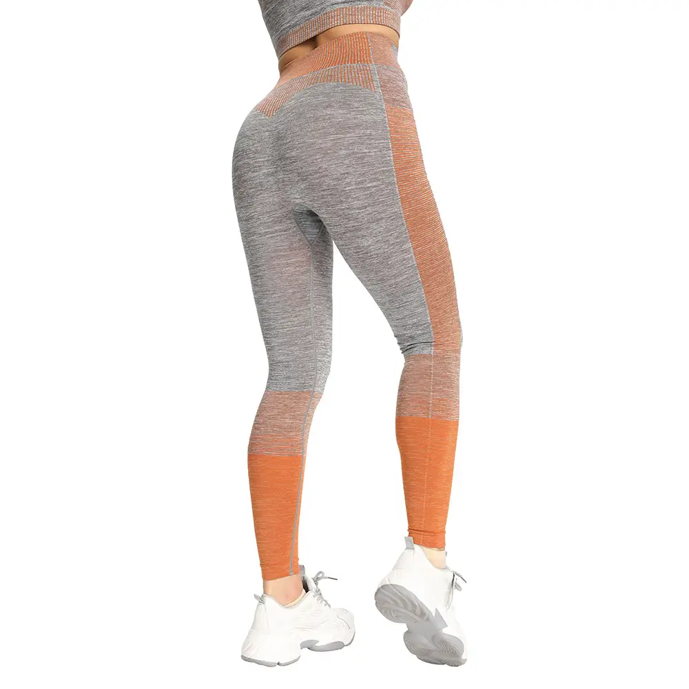 European American Nylon Knitted Hip Striped Seamless Yoga Pants Sexy Slim Women Leggings