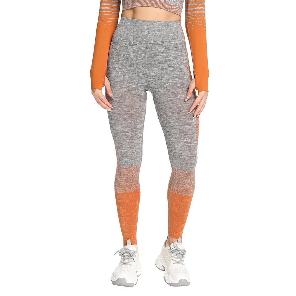 European American Nylon Knitted Hip Striped Seamless Yoga Pants Sexy Slim Women Leggings