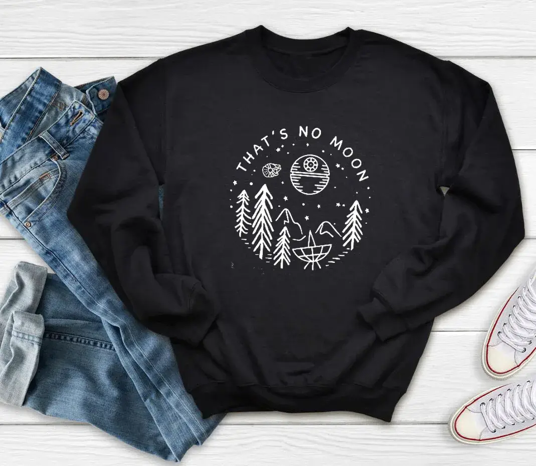 Black Printed Sweatshirt with "There Is No Moon" Design - Image 2