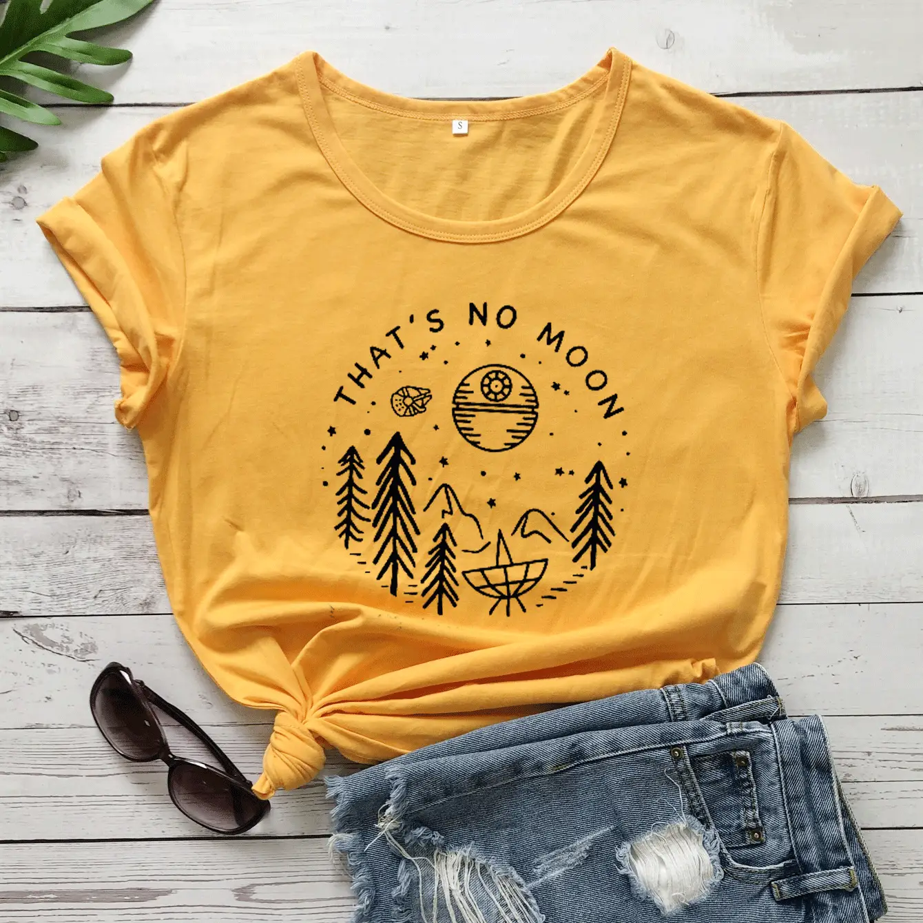 Black Graphic T-Shirt with Moon Design - Image 5