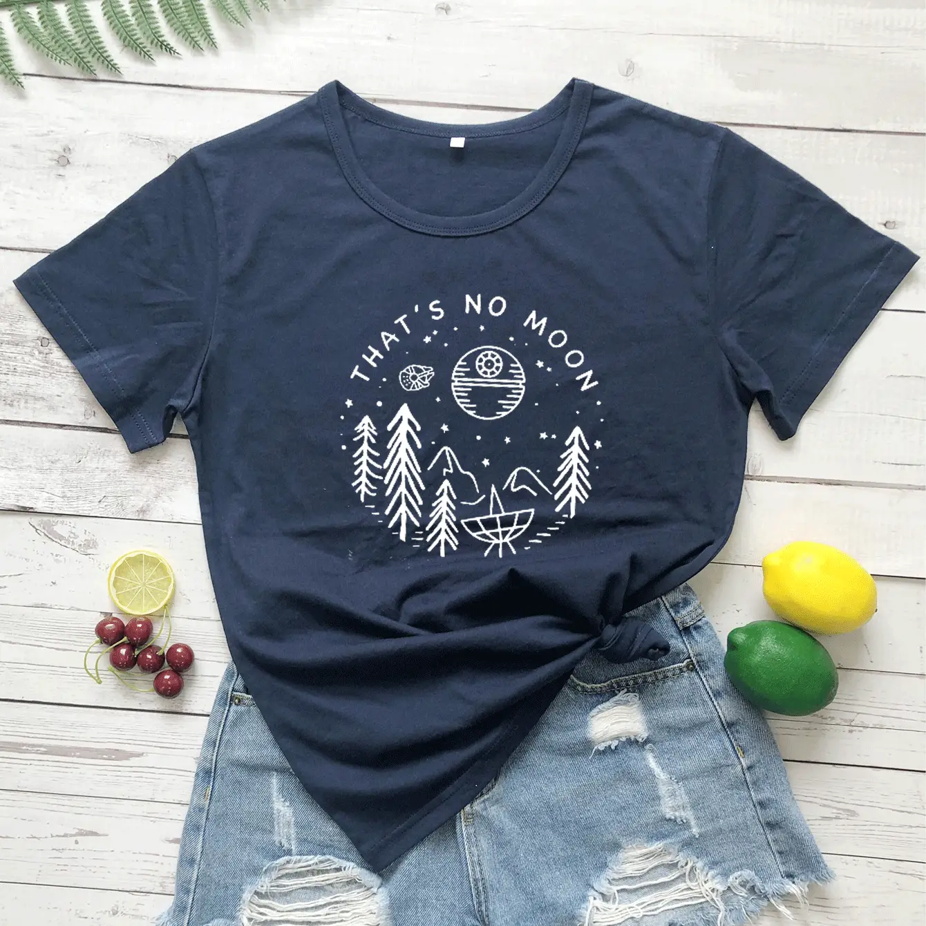 Black Graphic T-Shirt with Moon Design - Image 6