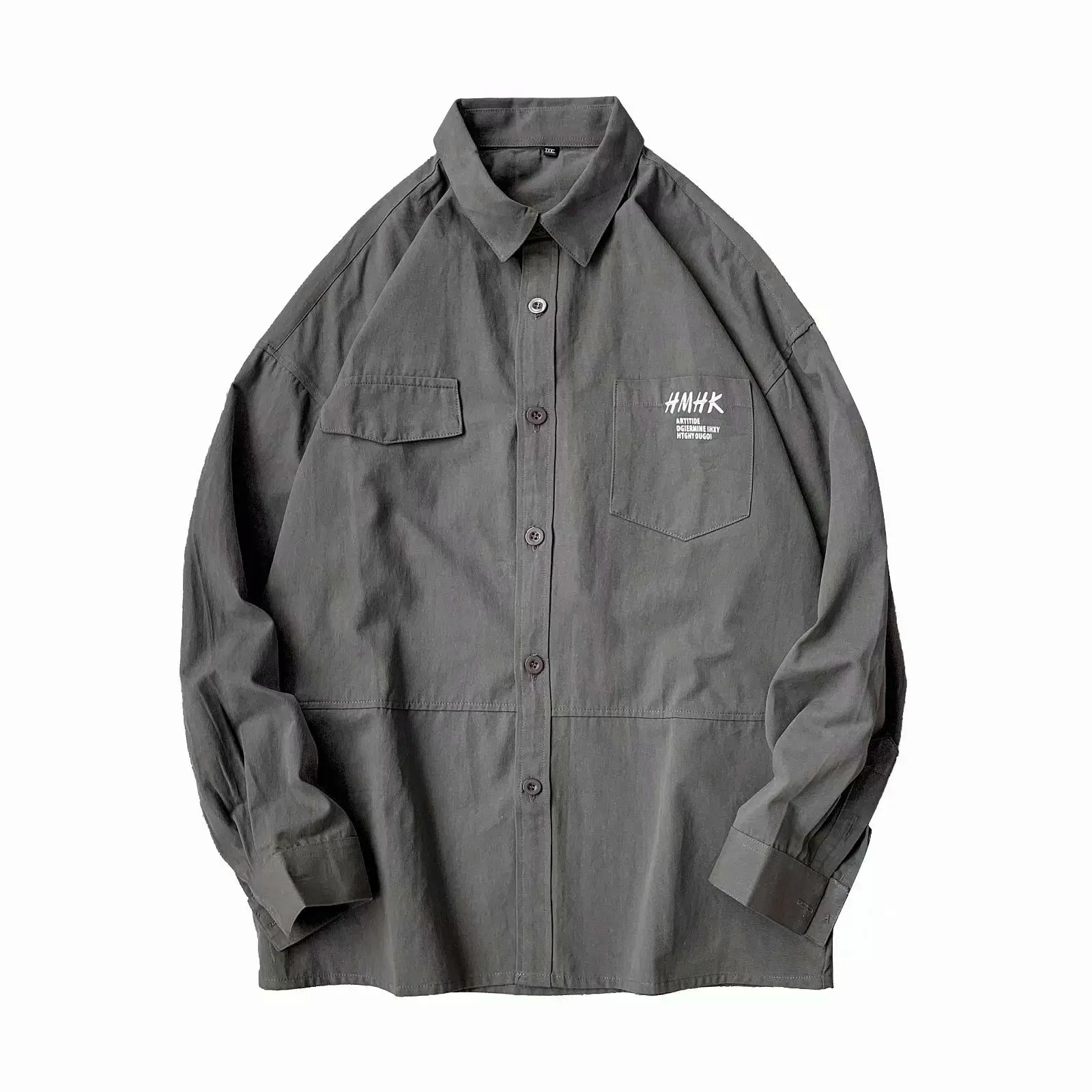 Men's Japanese Style Long-Sleeve Shirt Black Loose Fit - Image 5