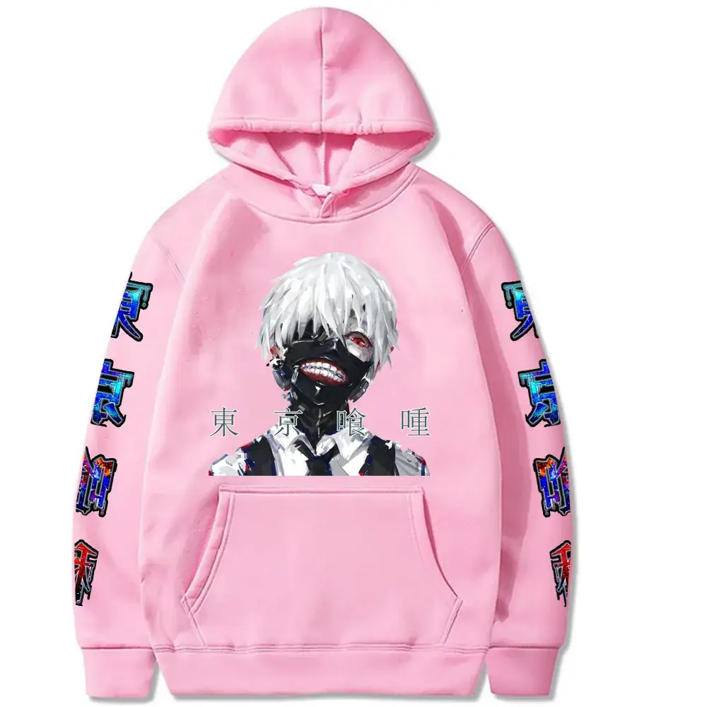 Pink Anime Tokyo Ghoul Hooded Sweatshirt for Boys - Image 14