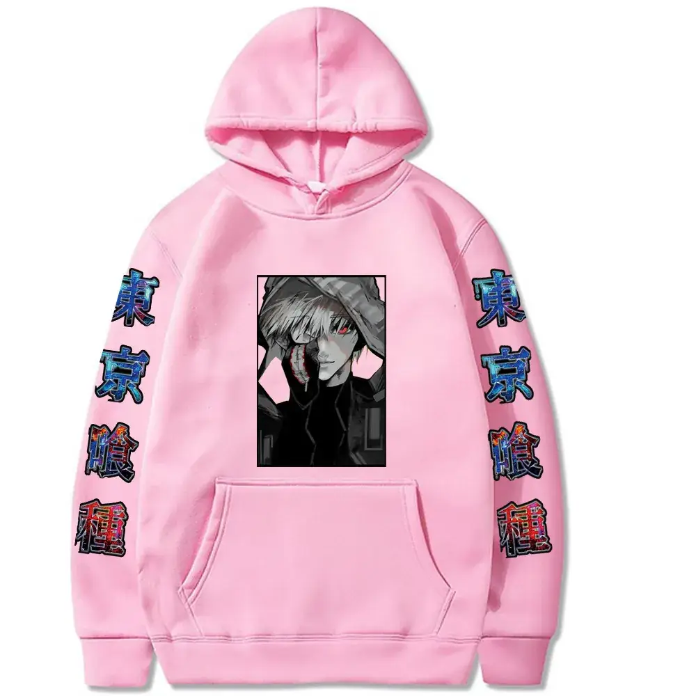 Pink Anime Tokyo Ghoul Hooded Sweatshirt for Boys - Image 12