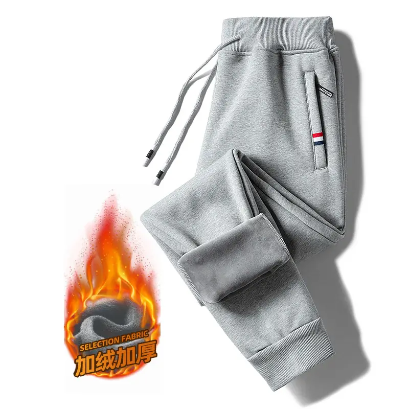 Men Grey Fleece Lined Ankle Tied Pants - Image 4