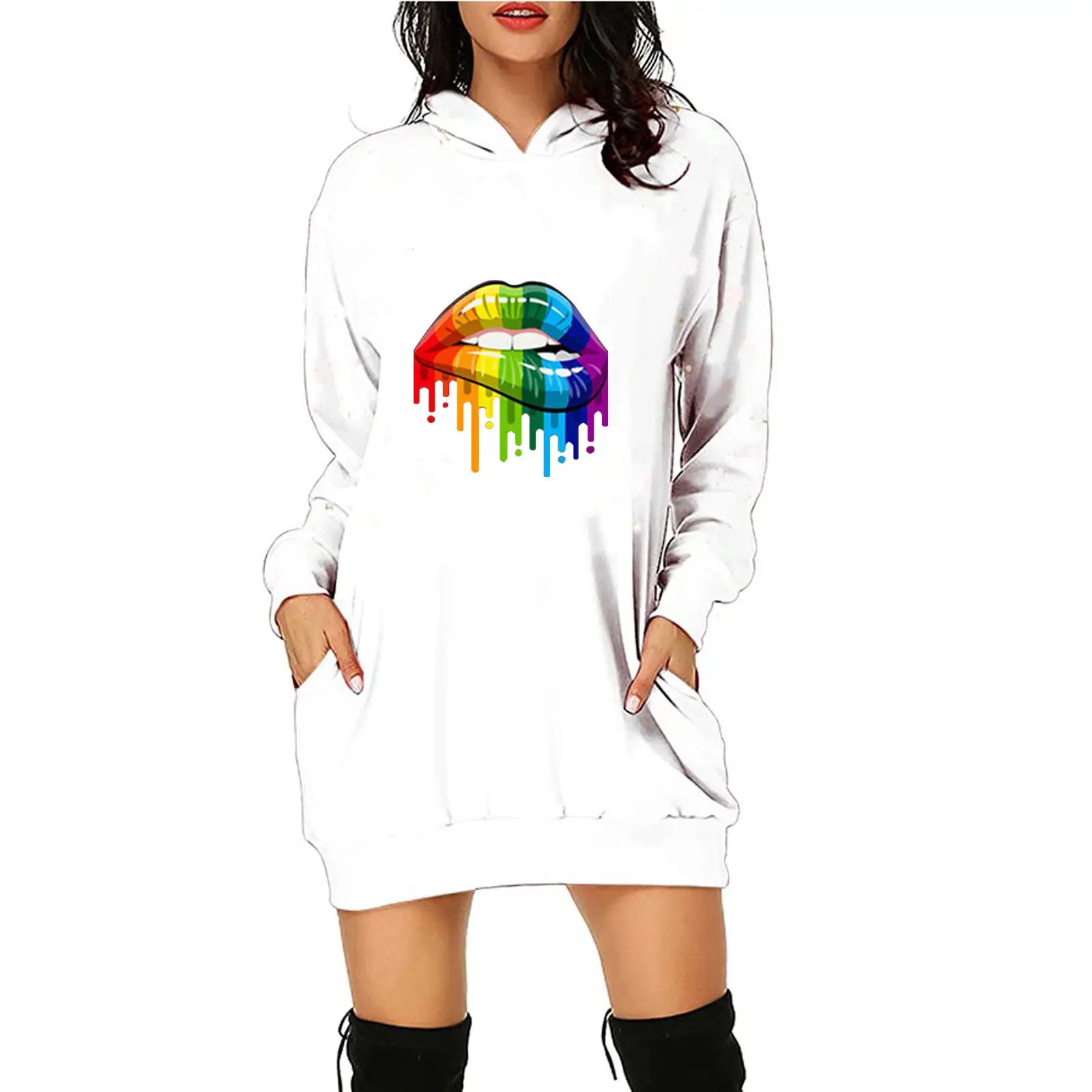2020 Winter Hoodie with Colorful Lip Print - Image 6