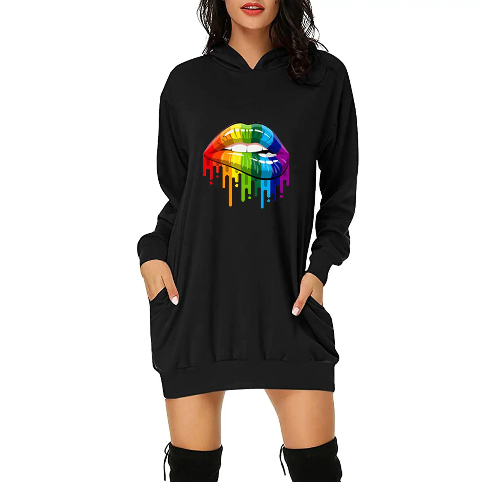 2020 Winter Hoodie with Colorful Lip Print - Image 7