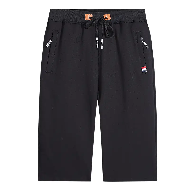 Men's Grey Cotton Cropped Pants Mid Length Running Shorts