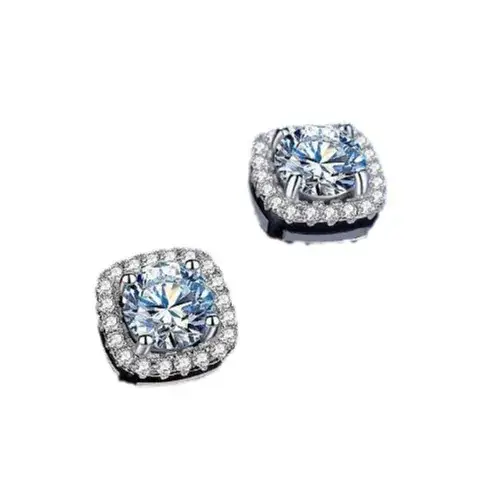 Moissanite Square Earrings for Women Super Shiny Elegant - Image 5