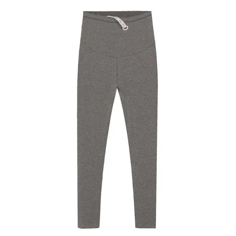 Pregnant Women's Grey Stretch Leggings with Adjustable High Waist - Image 5