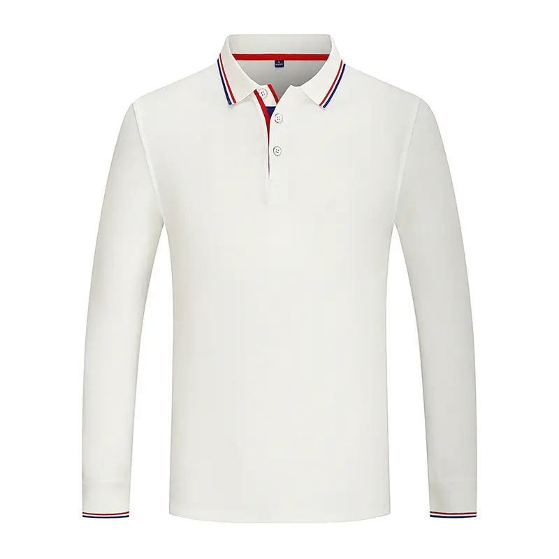 Men Black Polo Shirt with Red Trim Long Sleeve