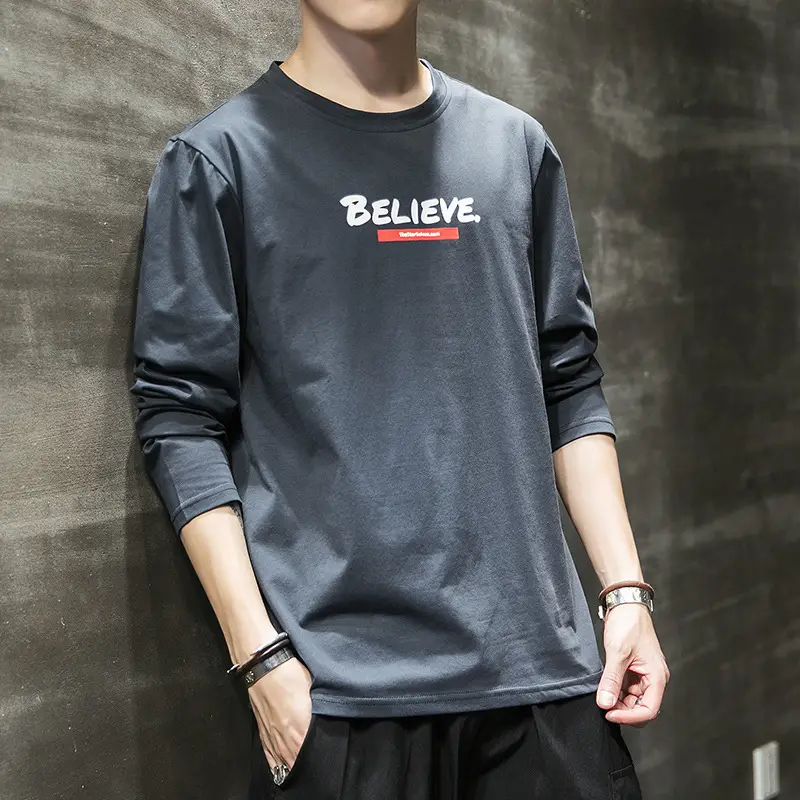 Men Black "BELIEVE" Long Sleeve T-Shirt - Image 7