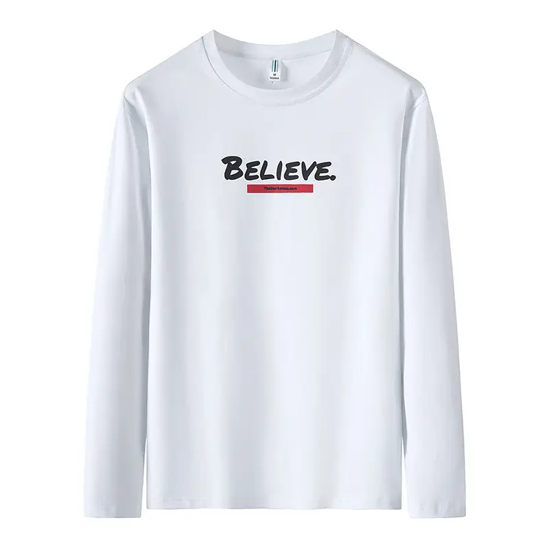 Men Black "BELIEVE" Long Sleeve T-Shirt - Image 8
