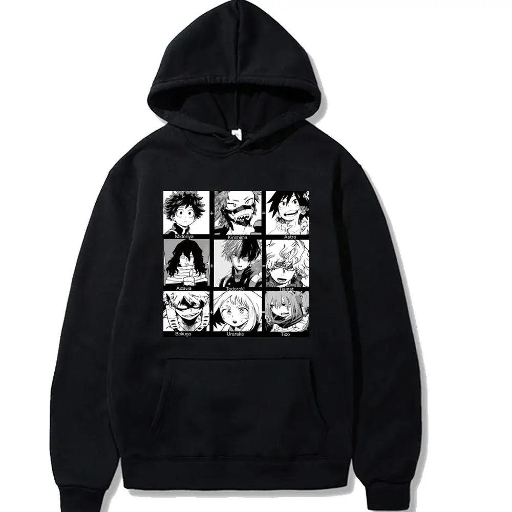 Men Women White Hero Academia Hooded Sweatshirt
