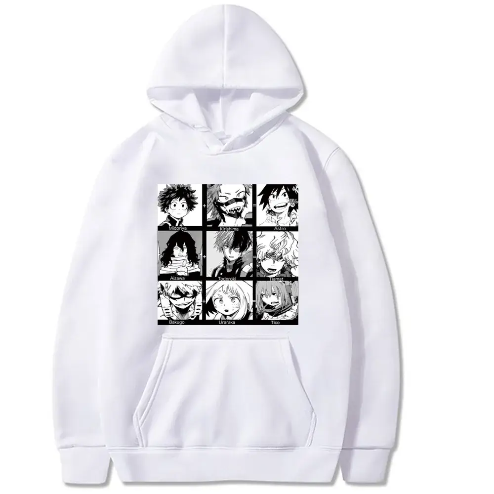 Men Women White Hero Academia Hooded Sweatshirt
