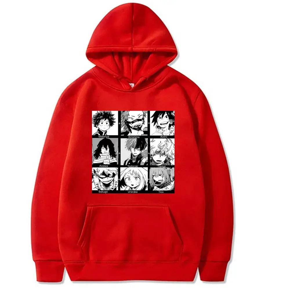 Men Women White Hero Academia Hooded Sweatshirt