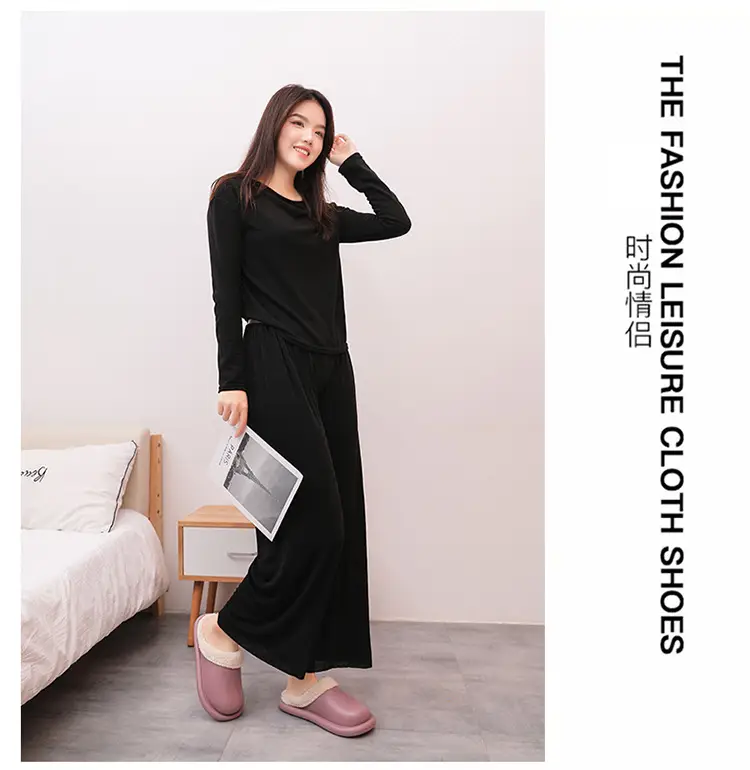 Cotton Slippers for Autumn and Winter, Women's Leather-Covered Thick-Soled Indoor Non-Slip Couple's Warm Slippers, Men's Household Closed-Back Integrated Kitchen Home Slippers — feature 35