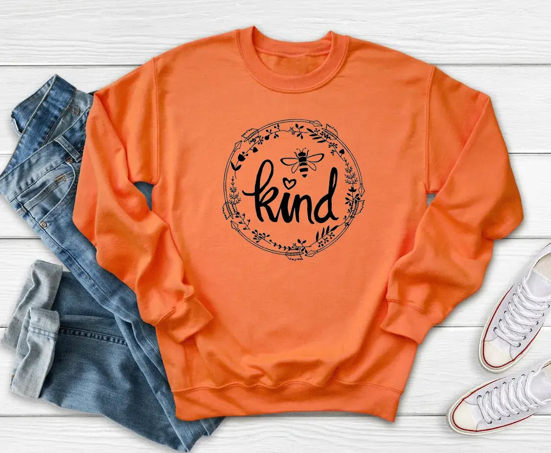 Be Kind Cotton Sweatshirt Orange Long Sleeve