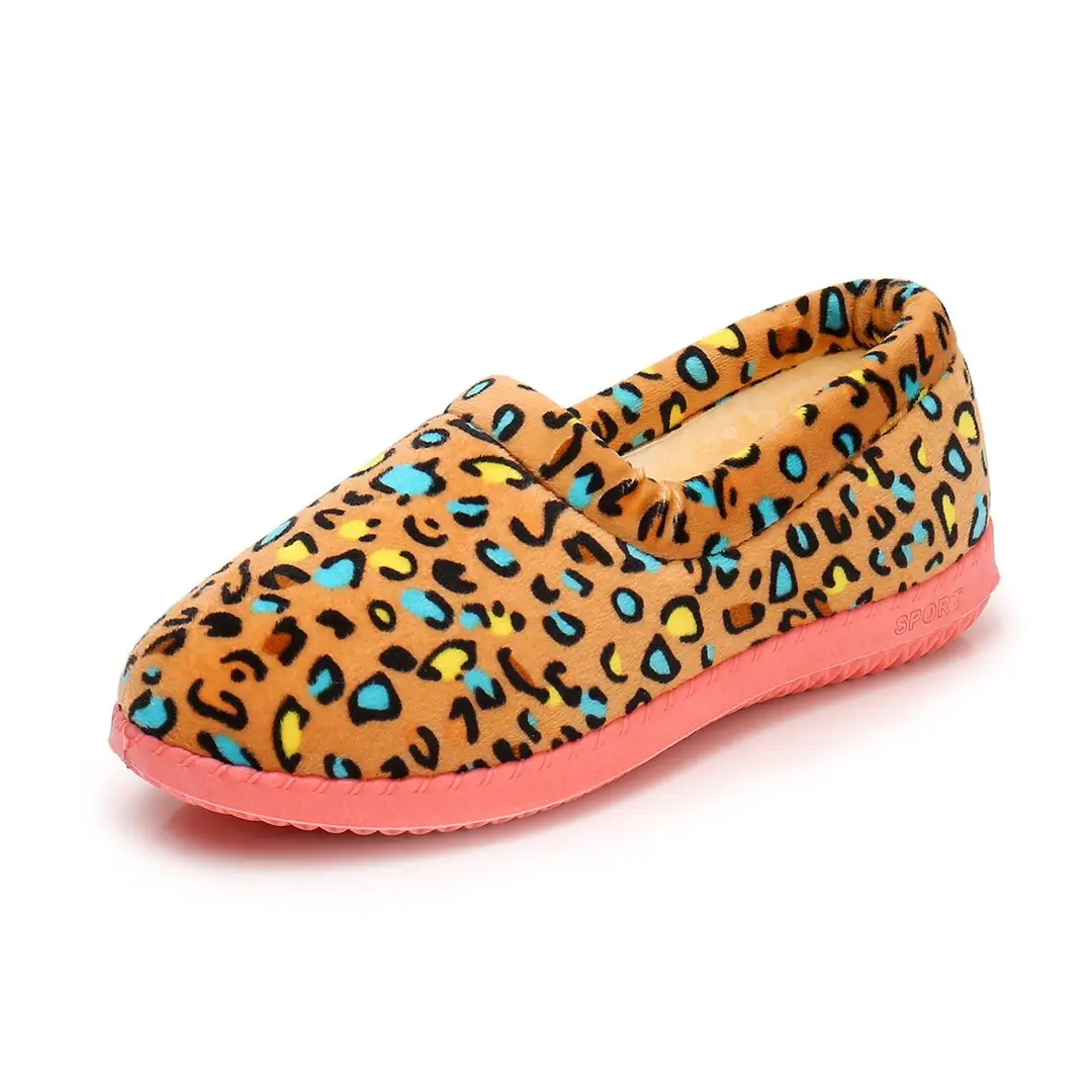 Winter New Leopard Print Old Beijing Cotton Shoes Home fleece-lined Non-slip Middle-aged and Elderly Warm Cotton Slippers Moon Shoes