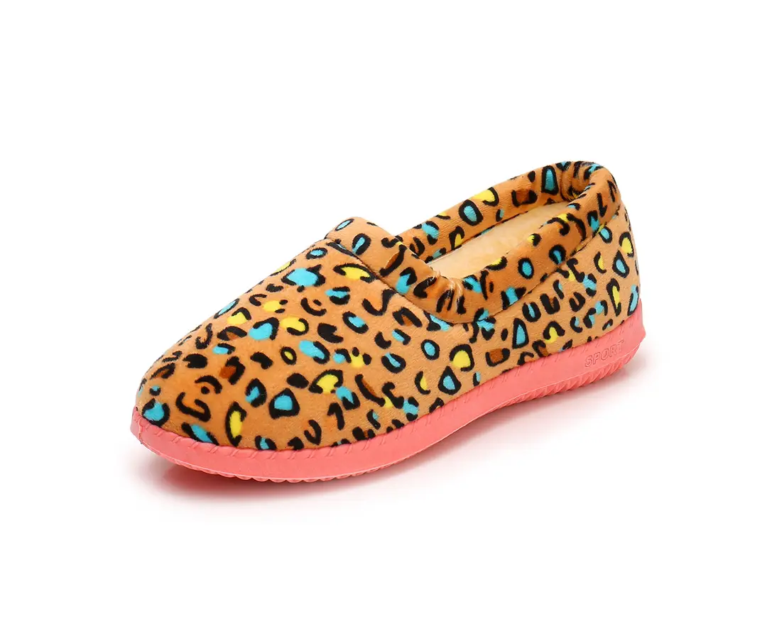 Winter New Leopard Print Old Beijing Cotton Shoes Home fleece-lined Non-slip Middle-aged and Elderly Warm Cotton Slippers Moon Shoes
