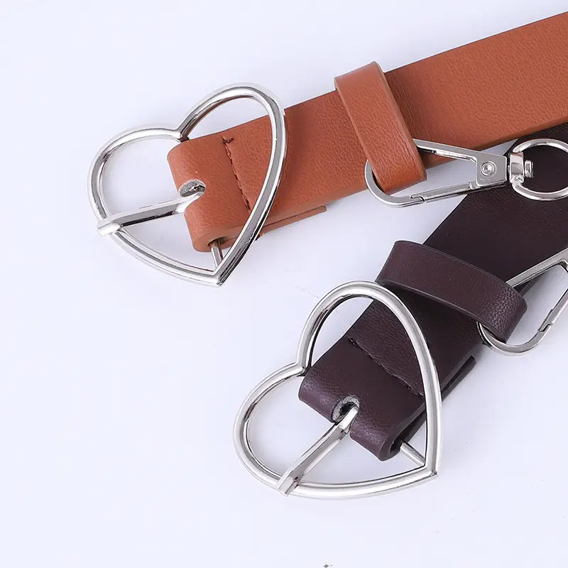 Women's Heart Buckle Belt with Chain Accessory - Image 6