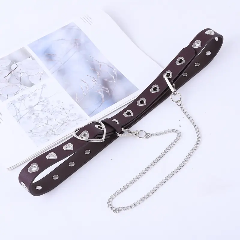 Women's Heart Buckle Belt with Chain Accessory - Image 8