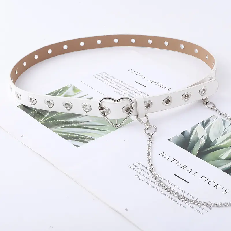 Women's Heart Buckle Belt with Chain Accessory - Image 2