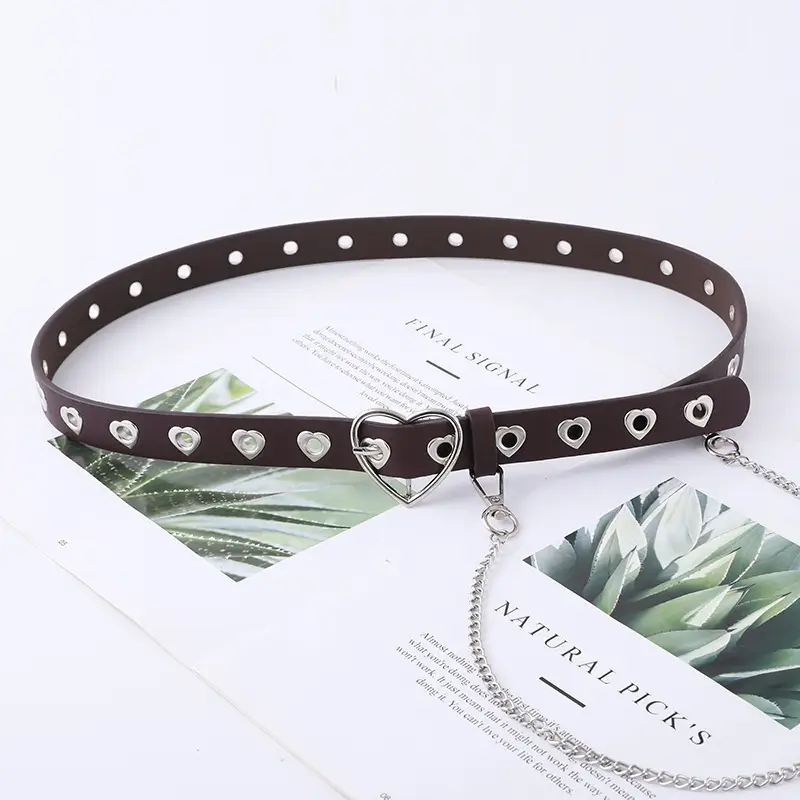 Women's Heart Buckle Belt with Chain Accessory - Image 4