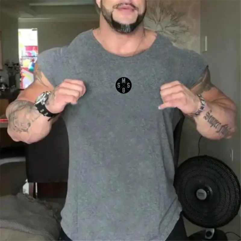 Men's Black Muscle Waistcoat T-Shirt with Logo - Image 3